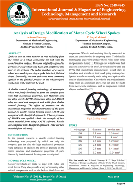 Analysis of Design Modification of Motor Cycle Wheel Spokes A.Anand Swaroop P