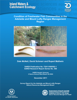 Condition of Freshwater Fish Communities in the Adelaide and Mount Lofty Ranges Management Region