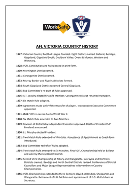Afl Victoria Country History