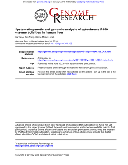 Enzyme Activities in Human Liver Systematic Genetic