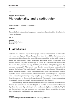 Pluractionality and Distributivity