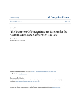 The Treatment of Foreign Income Taxes Under the California Bank and Corporation Tax Law, 17 Pac