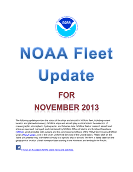 NOAA FLEET UPDATE – November 2013