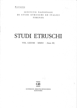 STUDI ETRUSCHI ED ITALICI FIRENZE L STUDI ETRUSCHI