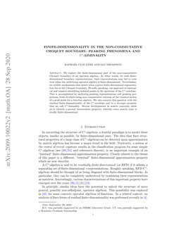 Arxiv:2009.10022V2 [Math.OA] 28 Sep 2020 Bet,Isfra Osbe Yﬁiedmninloe.Teie T Idea C of the Class Large Ones