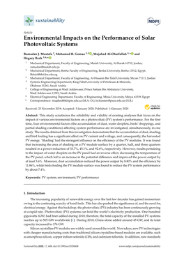 Environmental Impacts on the Performance of Solar Photovoltaic Systems