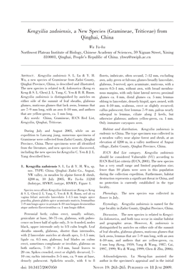 Kengyilia Zadoiensis, a New Species (Gramineae, Triticeae) from Qinghai, China