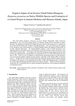 Negative Impact of an Invasive Small Indian Mongoose Herpestes