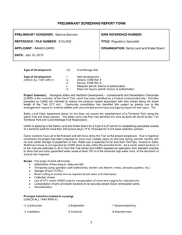 1 Preliminary Screening Report Form