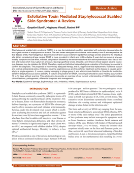 Exfoliative Toxin Mediated Staphylococcal Scalded Skin Syndrome: a Review