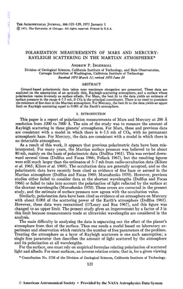 Polarization Measurements of Mars And