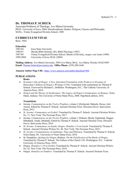 Dr. THOMAS P. SCHECK CURRICULUM VITAE