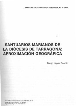 Santuarios Marianos De La Diócesis De Tarragona: Aproximación Geografica