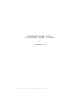 Satisfiability-Based Program Reasoning and Program Synthesis 1