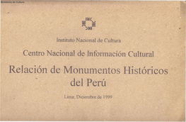 Relación De Monumentos Históricos Del Perú