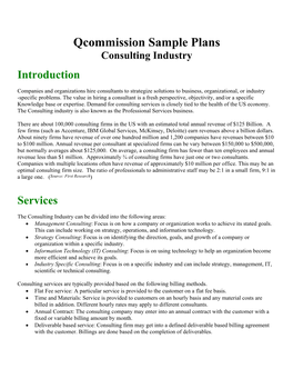 Consulting Industry Sample Plan