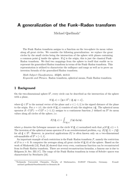 A Generalization of the Funk–Radon Transform