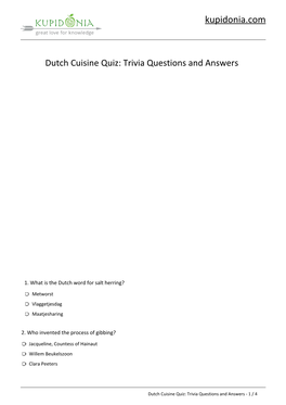 Dutch Cuisine Quiz: Questions and Answers