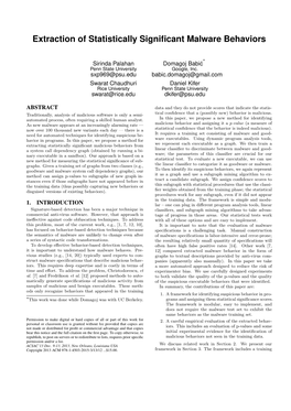 Extraction of Statistically Significant Malware Behaviors