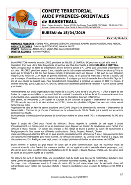 COMITE TERRITORIAL AUDE PYRENEES-ORIENTALES De