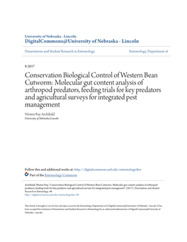 Conservation Biological Control of Western Bean Cutworm: Molecular