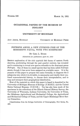 Occasional Papers of the Museum of Zoology