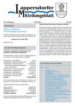 46. Jahrgang Mai 2021 Nr. 05 Brückentage Rathaus Und Bauhof