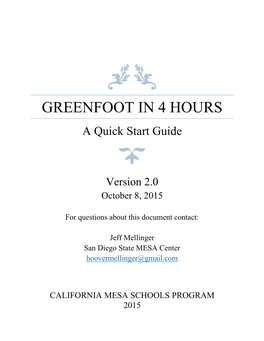 GREENFOOT in 4 HOURS a Quick Start Guide