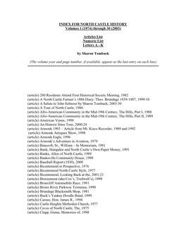 Historical Society Master Index File