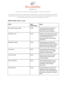 SPRING CAKES (~March - June)
