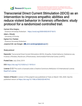 Transcranial Direct Current Stimulation (Tdcs)