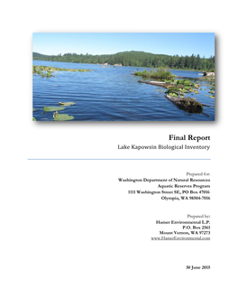 Lake Kapowsin Biological Inventory