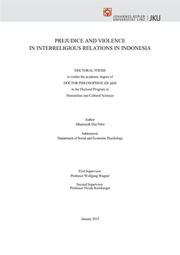 Prejudice and Violence in Interreligious Relations in Indonesia