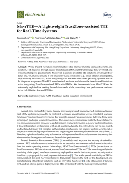 MINITEE—A Lightweight Trustzone-Assisted TEE for Real-Time Systems