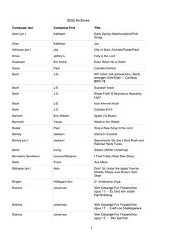 SDG Repertoire Database Through December 2018