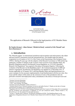 The Application of Brussels I (Recast) in the Legal Practice of EU Member States Synthesis Report