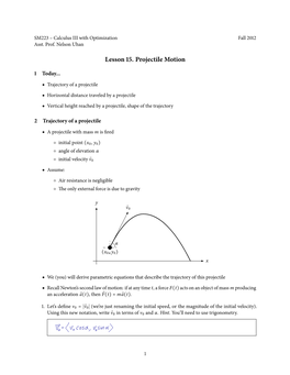 Lesson 15. Projectile Motion