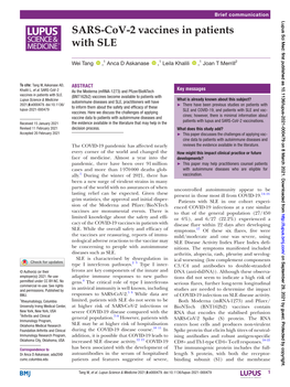 SARS-Cov-2 Vaccines in Patients With