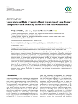 Computational Fluid Dynamics-Based Simulation of Crop Canopy Temperature and Humidity in Double-Film Solar Greenhouse