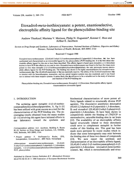 Etoxadrol-Meta-Isothiocyanate: a Potent, Enantioselective, Electrophilic Affinity Ligand for the Phencyclidine-Binding Site