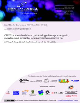 CPU0213, a Novel Endothelin Type a and Type B Receptor Antagonist, Protects Against Myocardial Ischemia/Reperfusion Injury in Rats