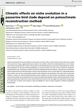 Climatic Effects on Niche Evolution in a Passerine Bird Clade Depend on Paleoclimate Reconstruction Method