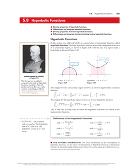 5.8 Hyperbolic Functions 383