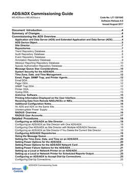 ADS/ADX Commissioning Guide MS-Adsxxx-X MS-Adxxxx-X Code No