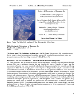 Geology and Meteorology of Hanauma