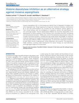 Histone Deacetylase Inhibition As an Alternative Strategy Against Invasive Aspergillosis