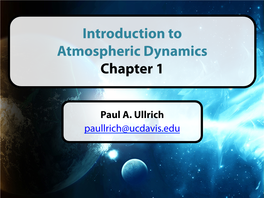 Introduction to Atmospheric Dynamics Chapter 1