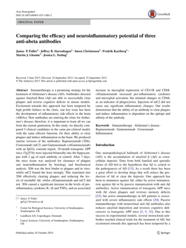 Comparing the Efficacy and Neuroinflammatory Potential of Three Anti‑Abeta Antibodies