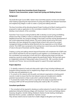 Proposal for Swale Area Committee Grants Programme ‘Parish to Town Connections’ Project: Swale East Cycling and Walking Network