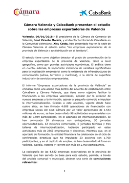 Cámara Valencia Y Caixabank Presentan El Estudio Sobre Las Empresas Exportadoras De Valencia